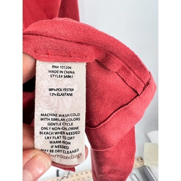 Soft Surroundings Cardigan Pink Faux Suede Look Vest Open Front PSX Petite - Picture 8 of 8